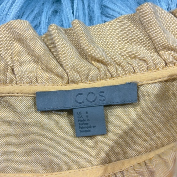 COS Orange Ruffle Neck Poplin Cotton Long Sleeve Top - Picture 2 of 8